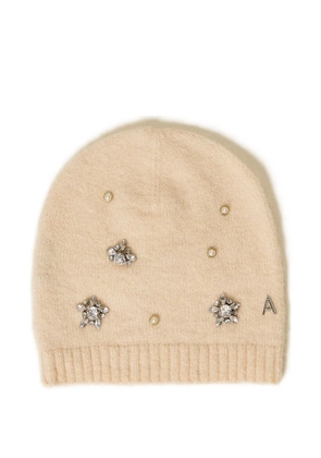 TWINSET embellished knitted beanie hat - Neutrals
