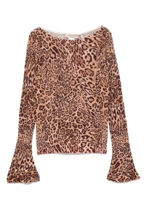 TWINSET bell-sleeve leopard-print top - Brown