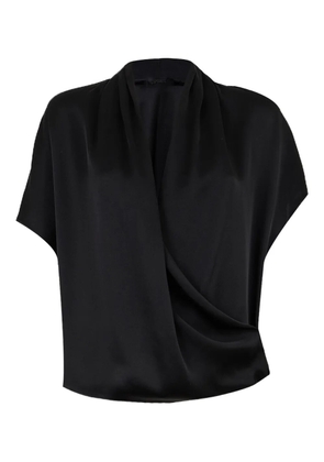 LAPOINTE draped-front V-neck blouse - Black