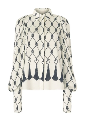 Genny tassel-print blouse - White