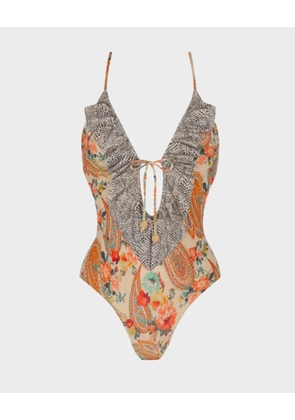 Del Maar Katari ruffled tie swimsuit - Neutrals