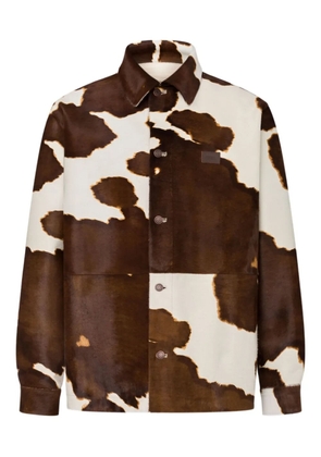 Moschino cow-print button-up jacket - Brown