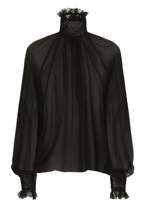 Dolce & Gabbana high-neck sheer silk blouse - Black