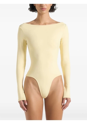 Manière De Voir Éva boat-neck long-sleeves bodysuit - Yellow