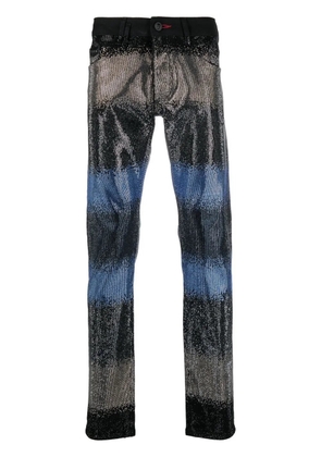 Philipp Plein gradient crystal-embellished jeans - Black