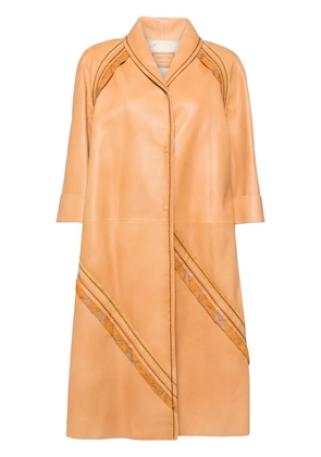 Prada Pre-Owned Leather Camel Coat - Neutrals