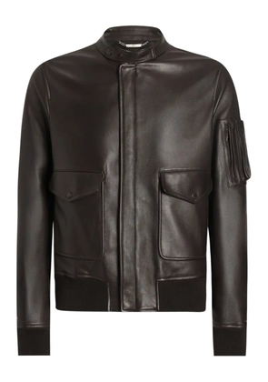 Dolce & Gabbana zip-fastening-pocket leather jacket - Brown