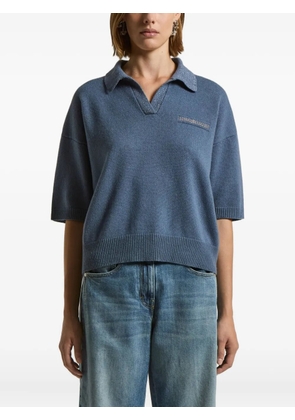 Peserico embellished polo-neck sweater - Blue