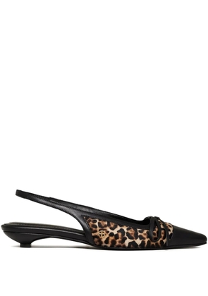 ANINE BING Zoey leopard-print slingback ballet flats - Black