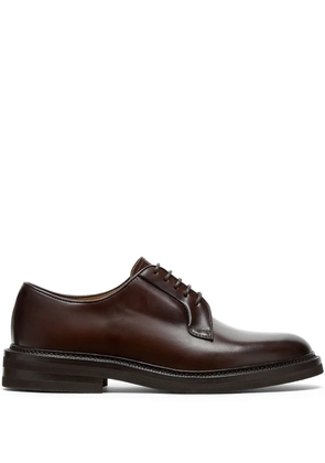 Brunello Cucinelli almond-toe leather oxford shoes - Brown