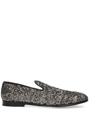 Dolce & Gabbana sequin-embellished leather slippers - Black