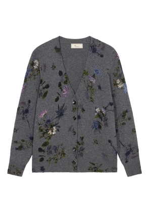 Blumarine floral-beaded cardigan - Grey