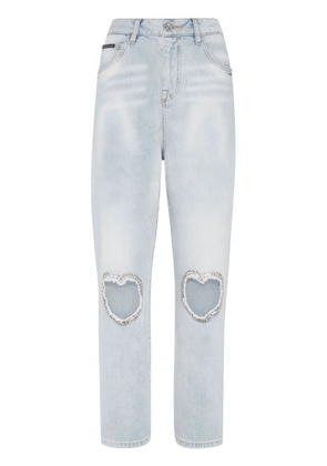 Philipp Plein heart-patch straight jeans - Blue