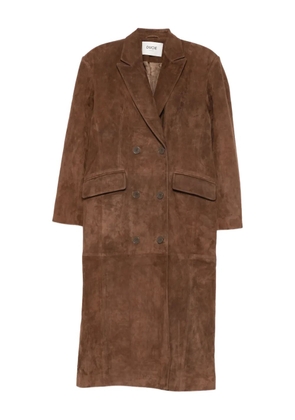 ducie Aggie double-breasted suede long coat - Brown