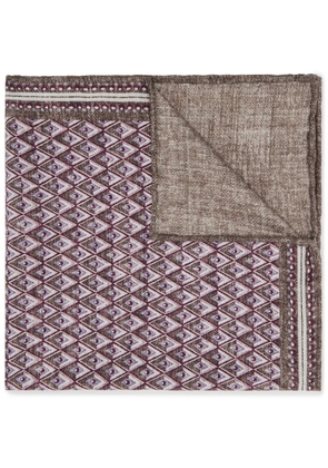 Brunello Cucinelli geometric-pattern silk pocket square - Brown