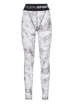Plein Sport graphic-print high-waist leggings - White