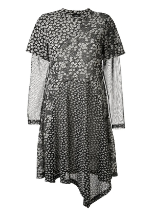 Goen.J floral print asymmetric dress - Black