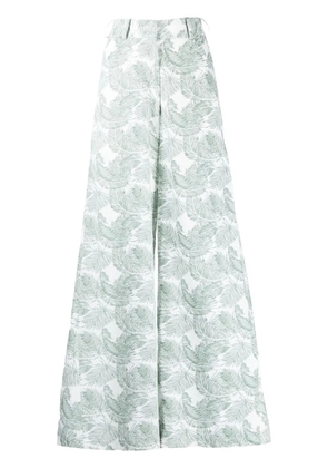Bambah palm leaf-print wide-leg trousers - Green