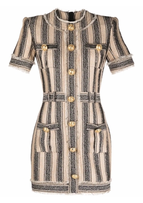 Balmain stiped pique dress - Neutrals