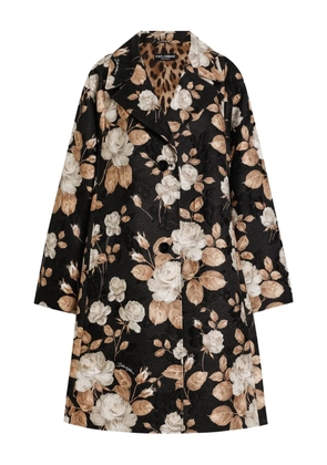 Dolce & Gabbana rose-print coat - Black