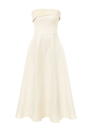 POST MERIDIEM jacquard satin-turnup midi dress - Neutrals