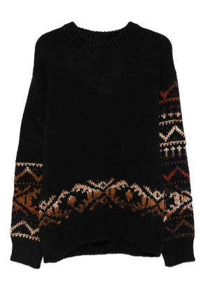 NN07 Relaxed-fit crew neck sweater crafted from a medium-weight woolen blend for a soft, textured hand feel. - Black