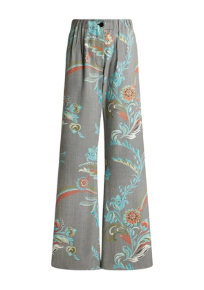 ETRO floral-print pleated trousers - Grey
