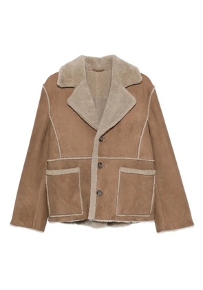 Kristensen Du Nord shearling-trimmed buttoned jacket - Neutrals