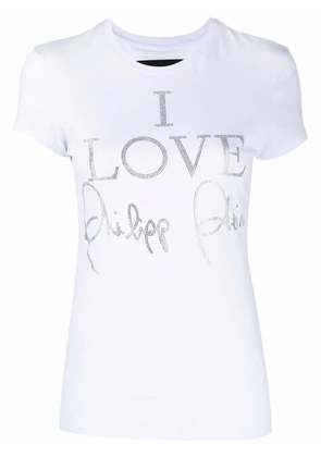 Philipp Plein I Love crystal-embellished T-shirt - White