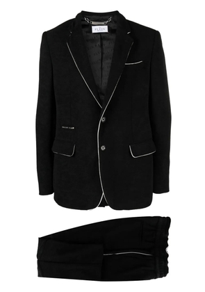 Philipp Plein single-breasted chenille suit - Black