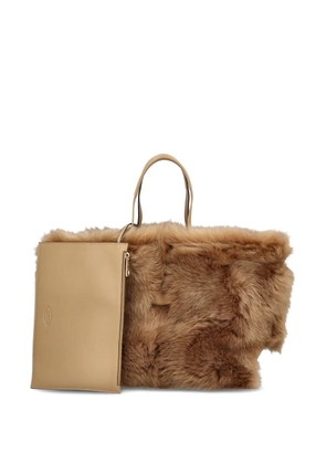Tod's shearling small tote bag - Brown