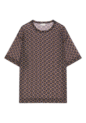 DRIES VAN NOTEN geometric-print semi-sheer top - Brown