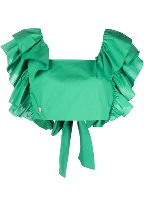 Philipp Plein Volant ruffled cropped top - Green