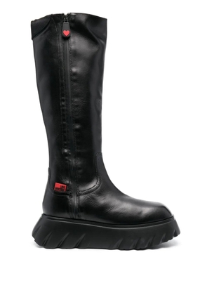 Love Moschino logo-patch boots - Black