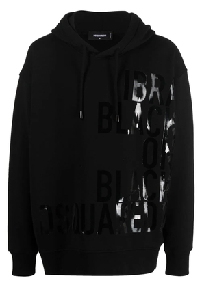 DSQUARED2 tonal slogan-print hoodie - Black