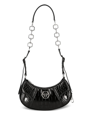 Philipp Plein logo-plaque leather shoulder bag - Black