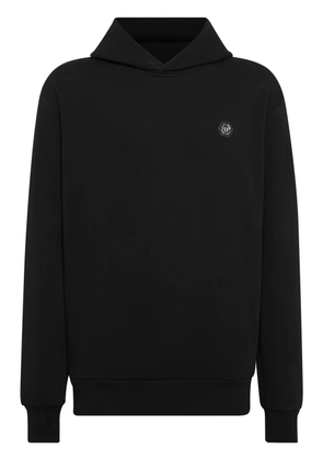 Philipp Plein logo-appliqué cotton hoodie - Black