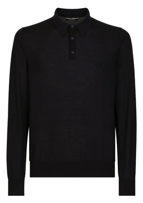 Dolce & Gabbana logo-embroidered cashmere polo shirt - Blue