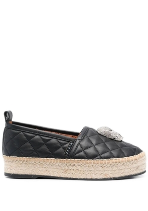 Philipp Plein skull-embellishment quilted espadrilles - Black