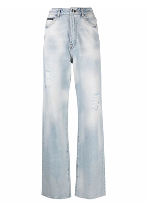 Philipp Plein Palazzo-cut high-waist jeans - Blue