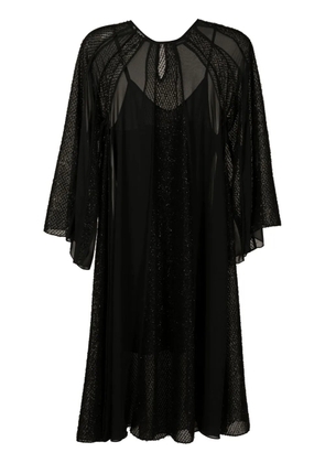 Olympiah wide-sleeved fringe-detail dress - Black
