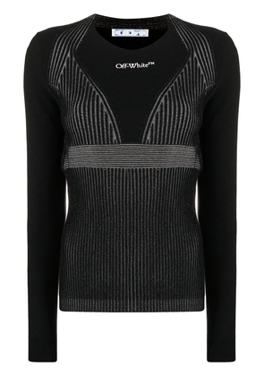 Off-White crew-neck ribbed-knit jumper - 1001 BLACK WHITE