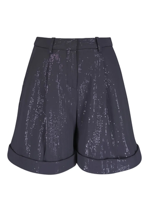 TWP Cisco sequin-embellished cuffed-hem shorts - Blue