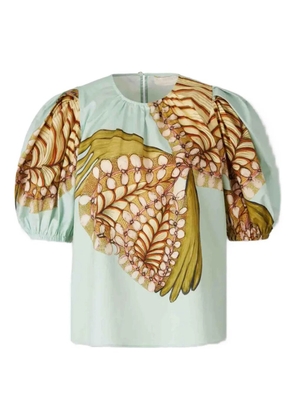 Ulla Johnson Ravena puffed-sleeve botanical-print top - Blue