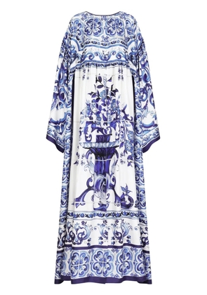 Dolce & Gabbana majolica-print silk dress - Blue