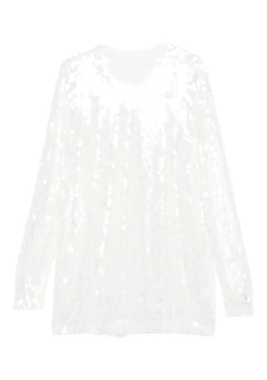 Norma Kamali sequined crew-neck mini dress - White