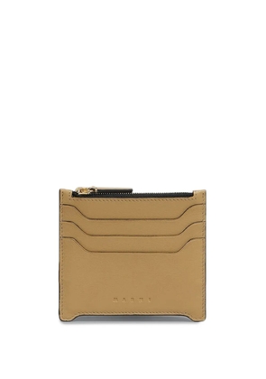 Marni small zipped leather card case - Neutrals