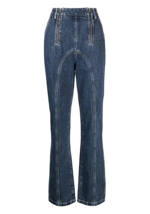 Self-Portrait zip-embellished straight-leg jeans - Blue