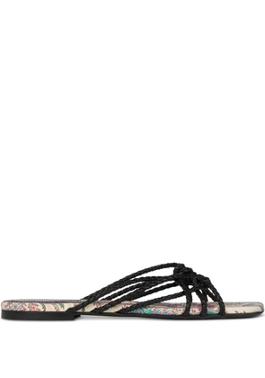 ETRO woven leather paisley flat sandals - Black