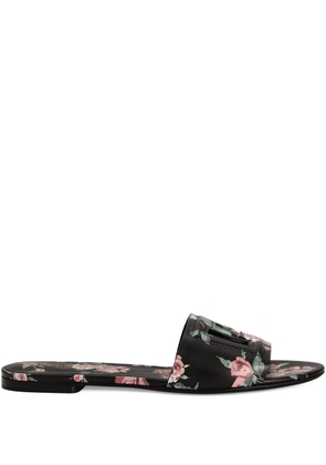 Dolce & Gabbana logo floral print slides - Black